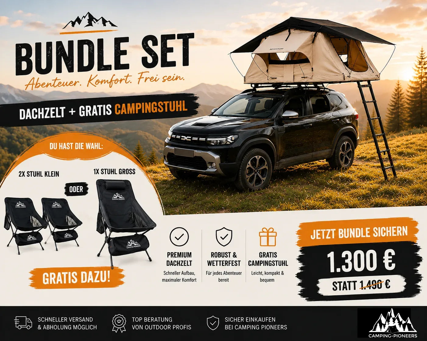 Horntools Dachzelt Track Festival Zelt *Set Bundle* Gratis Campingstühle