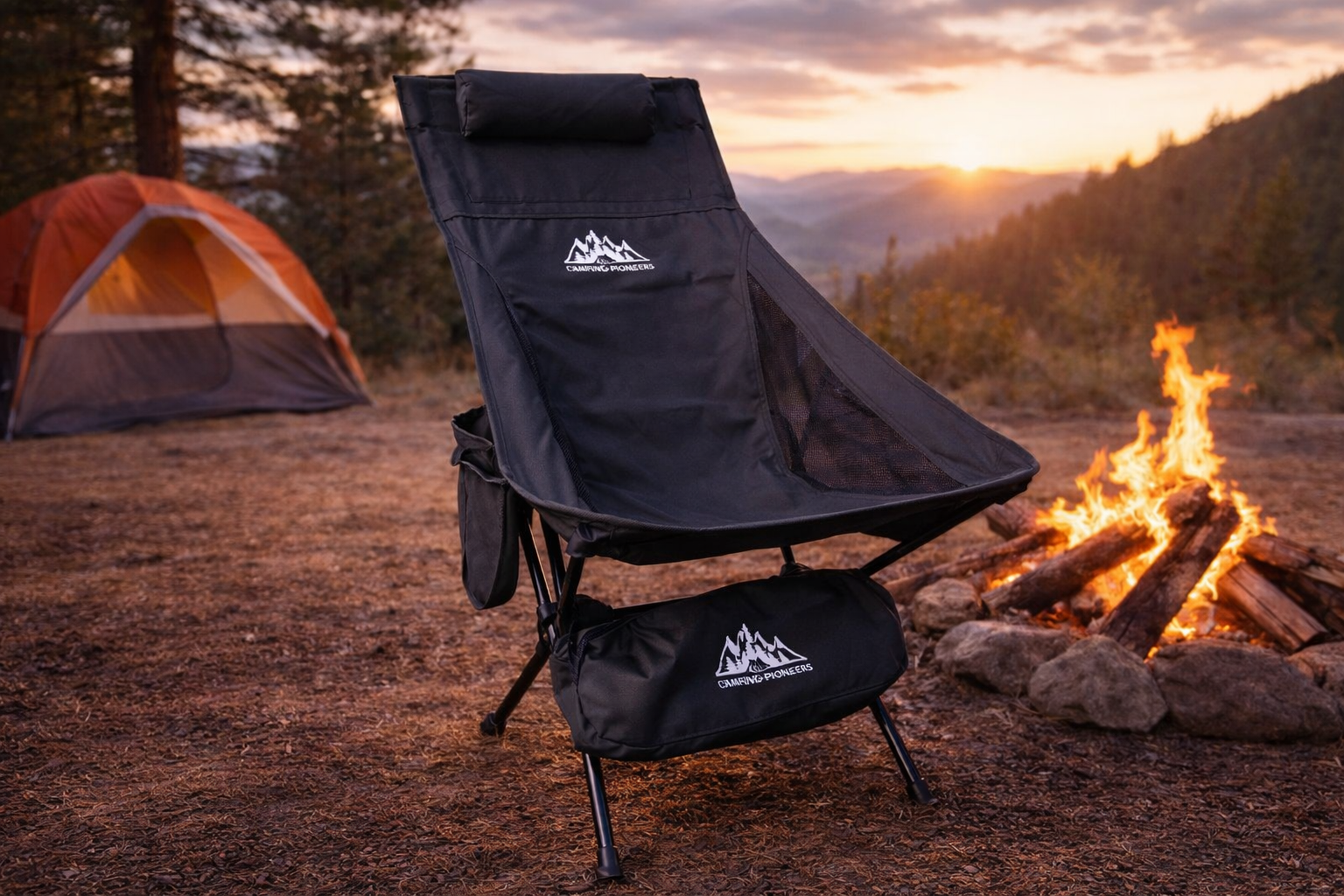 Compact camping chair "Smart Pioneer" - small pack size with plenty of storage space