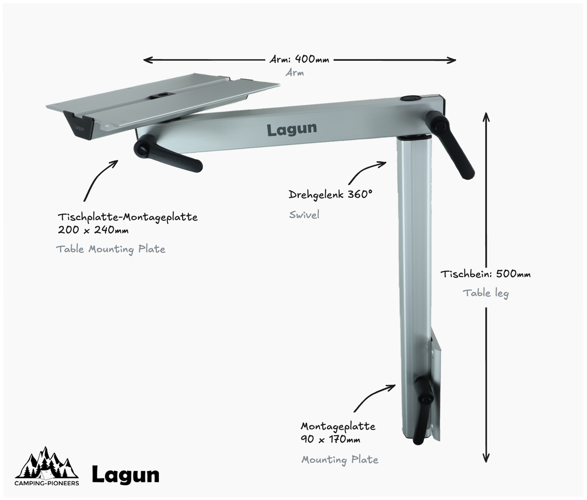 Lagun Tischgestell in Silber - Standard-Set