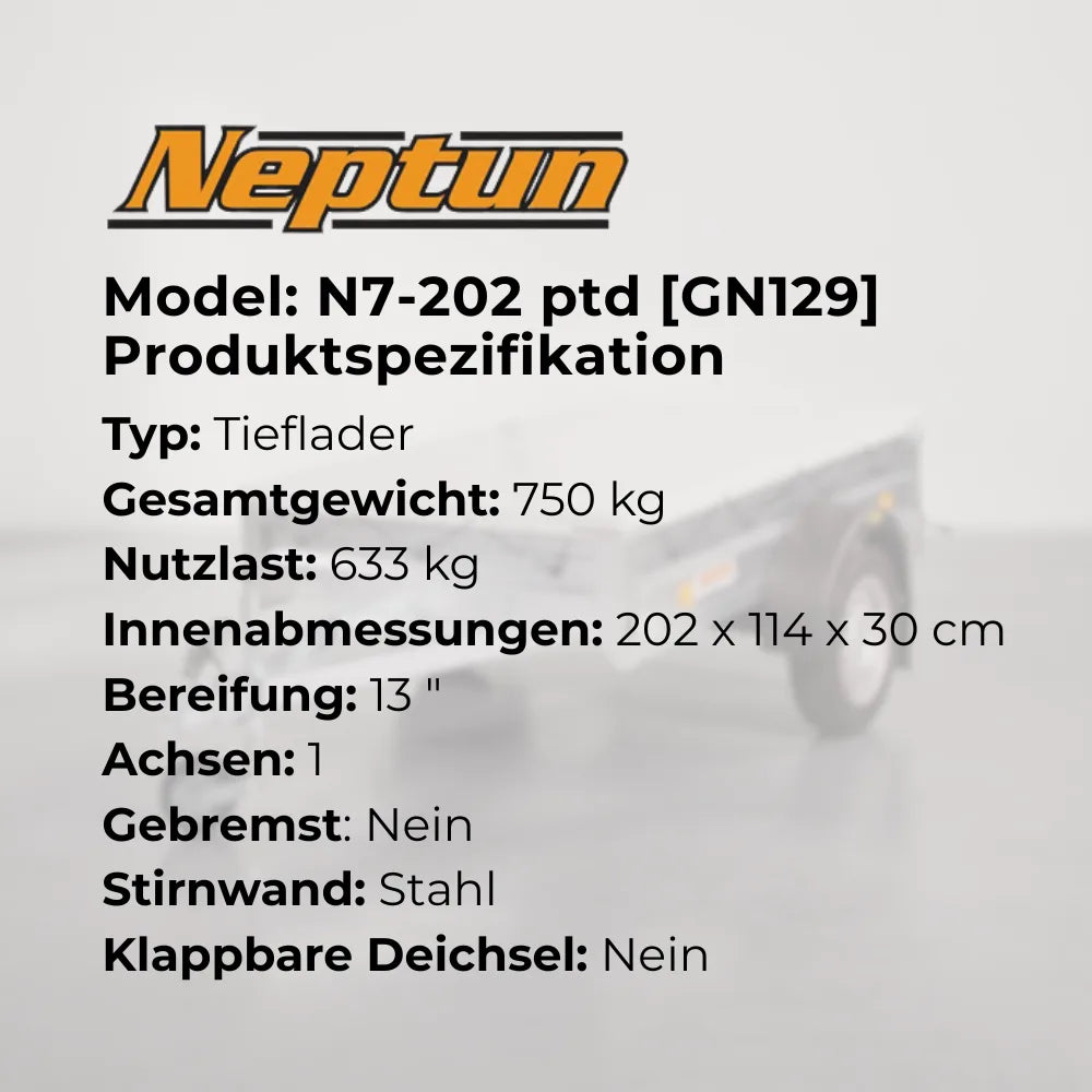 Neptun Pratik 750 KG N7-202 ptw - PKW Anhänger
