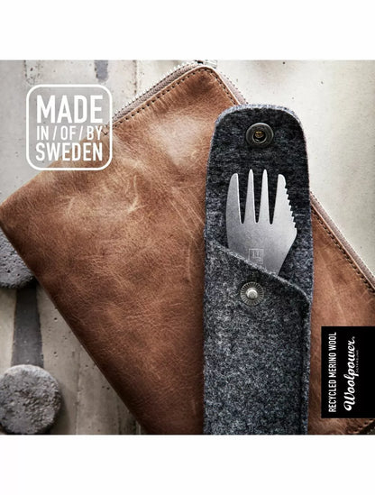 Spork Titanium - knife, fork &amp; spoon in one, with protective bag