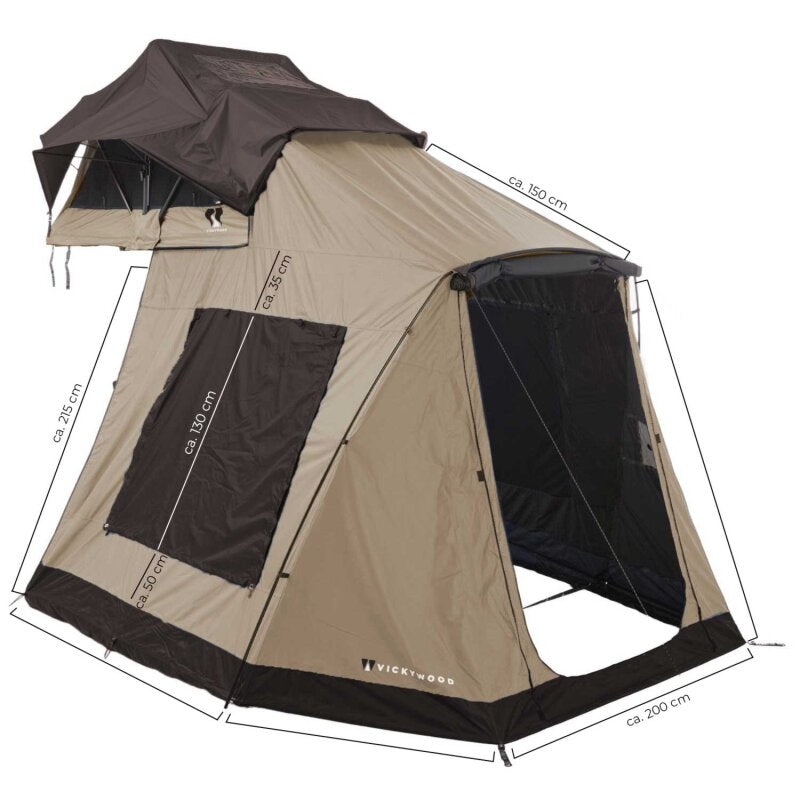 Vickywood Awning for Rooftop Tent LITTLE BAMBOO 125 Gen 2.0 coffee
